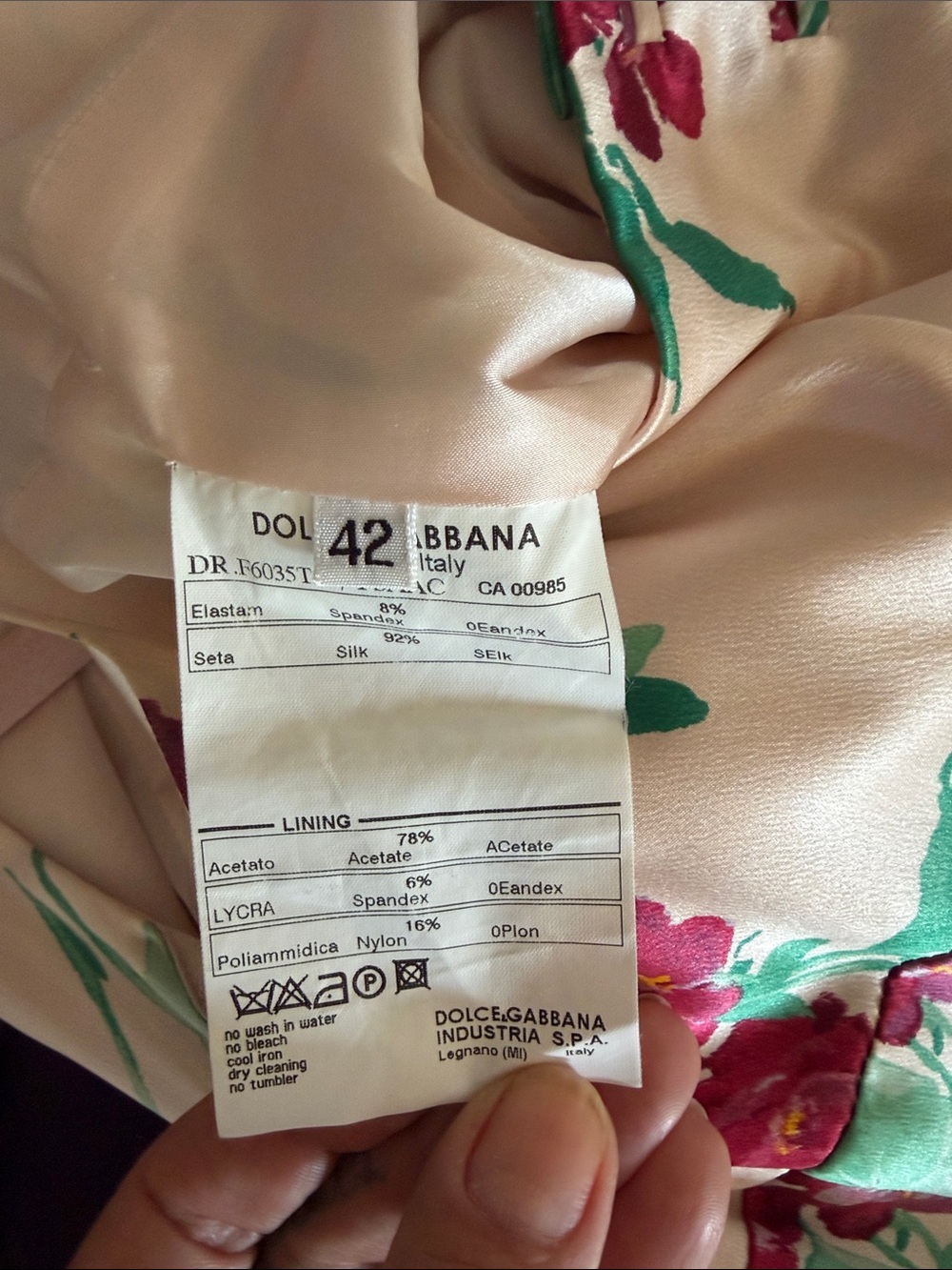 Dolce & Gabbana Cream Floral Sleeveless Dress with Pink & Green Accents - Picture 2 of 2